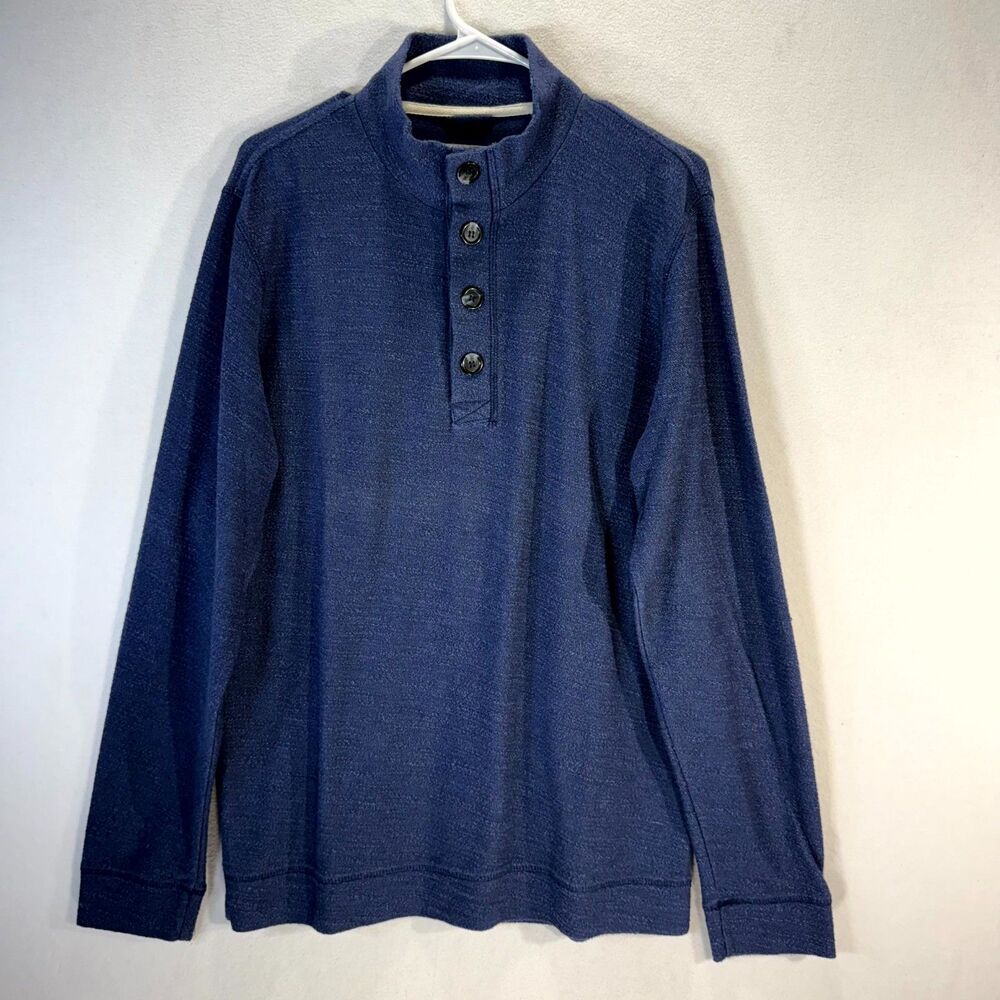 Marine Layer‎ Navy Quarter-Button Sweater Mens Size L